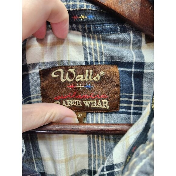 Walls Authentic Ranch Wear Plaid Flannel Shirt Long Sleeve Button-Up X Large - Picture 3 of 6